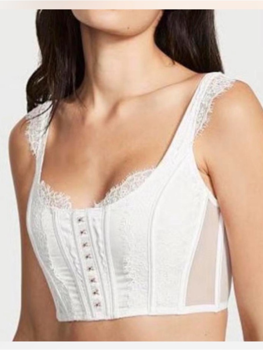 Victoria's Secret White Lace Longline Bustier Bralette